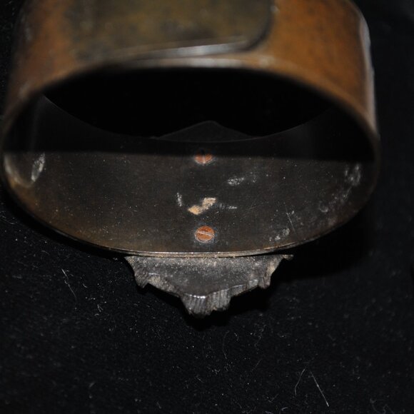 Rare Antique Victorian Mourning Vulcanite Bacchante Cameo Wide Cuff Bracelet - Picture 9 of 14